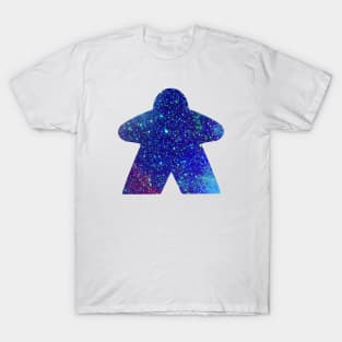 Teal and Sky Blue Space with Galaxy Stars Meeple | Board Game Fan T-Shirt